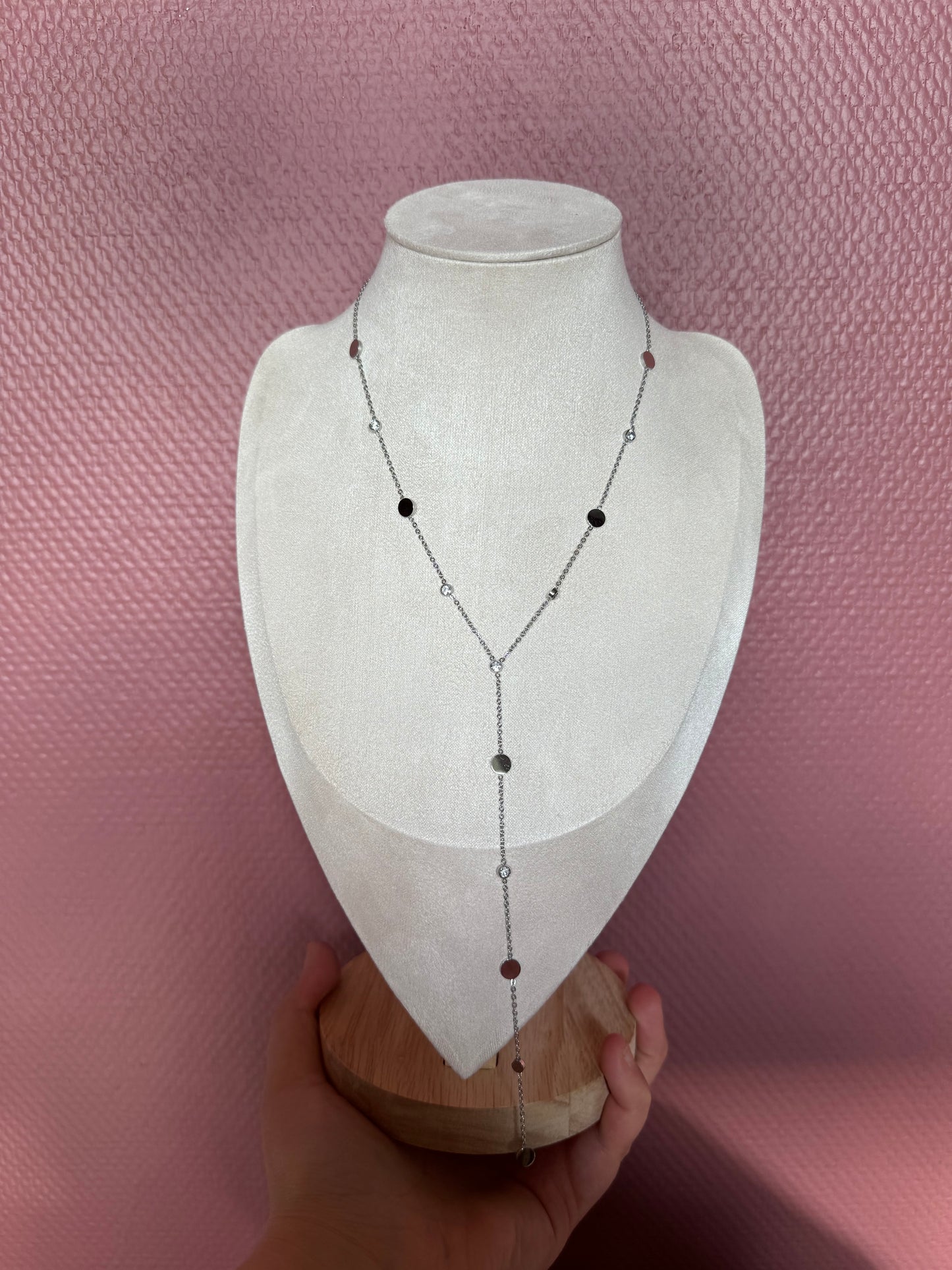 Long “Sarah” necklace in silver