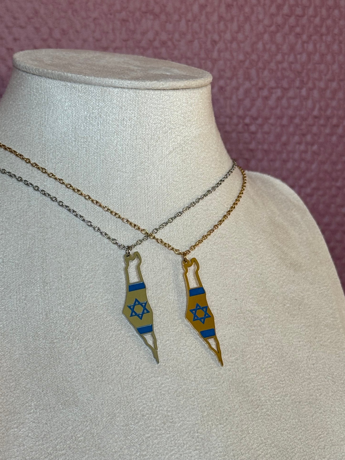 Collier carte Israël drapeau