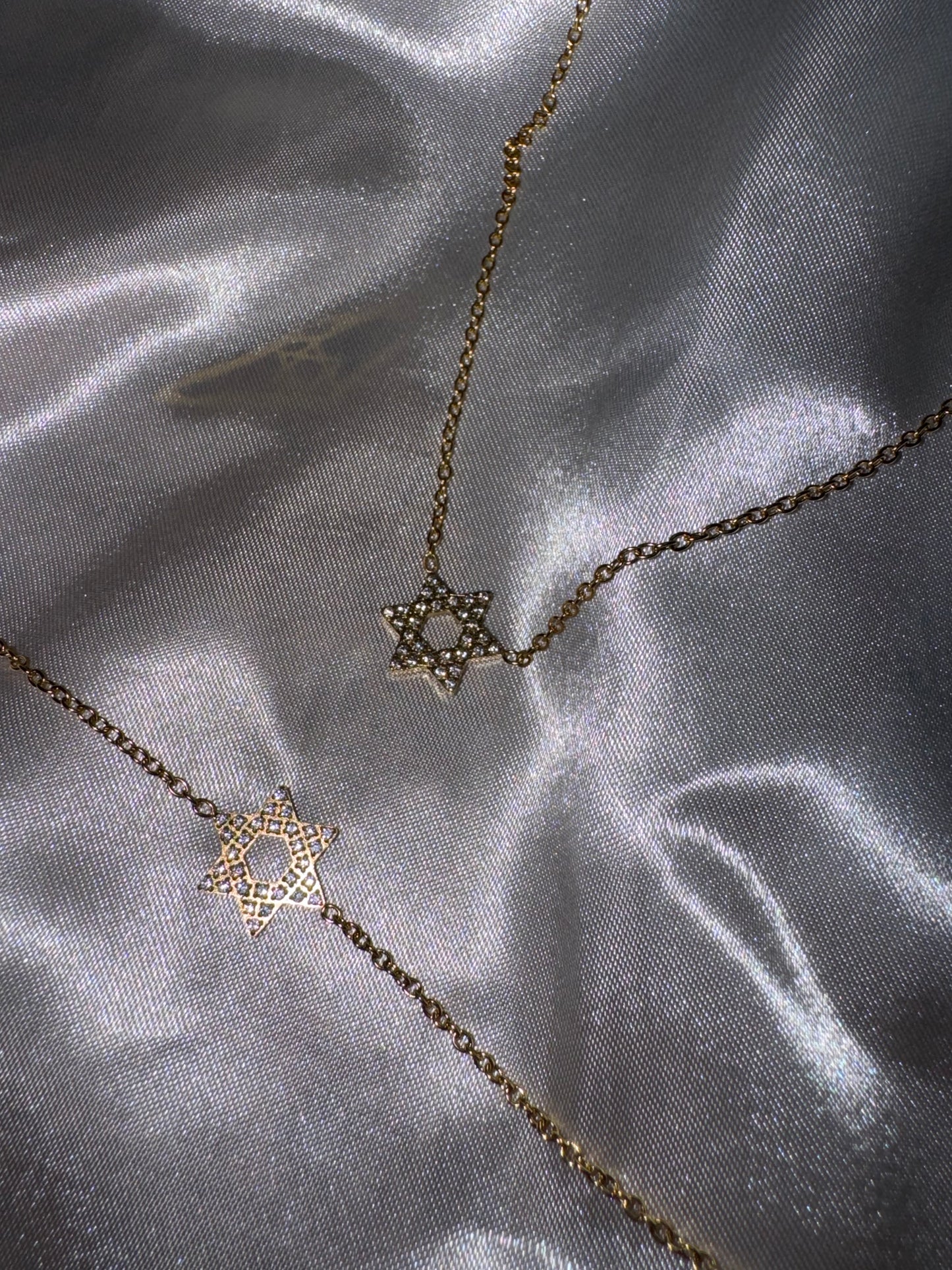 Parure collier/Bracelet Magen David strass