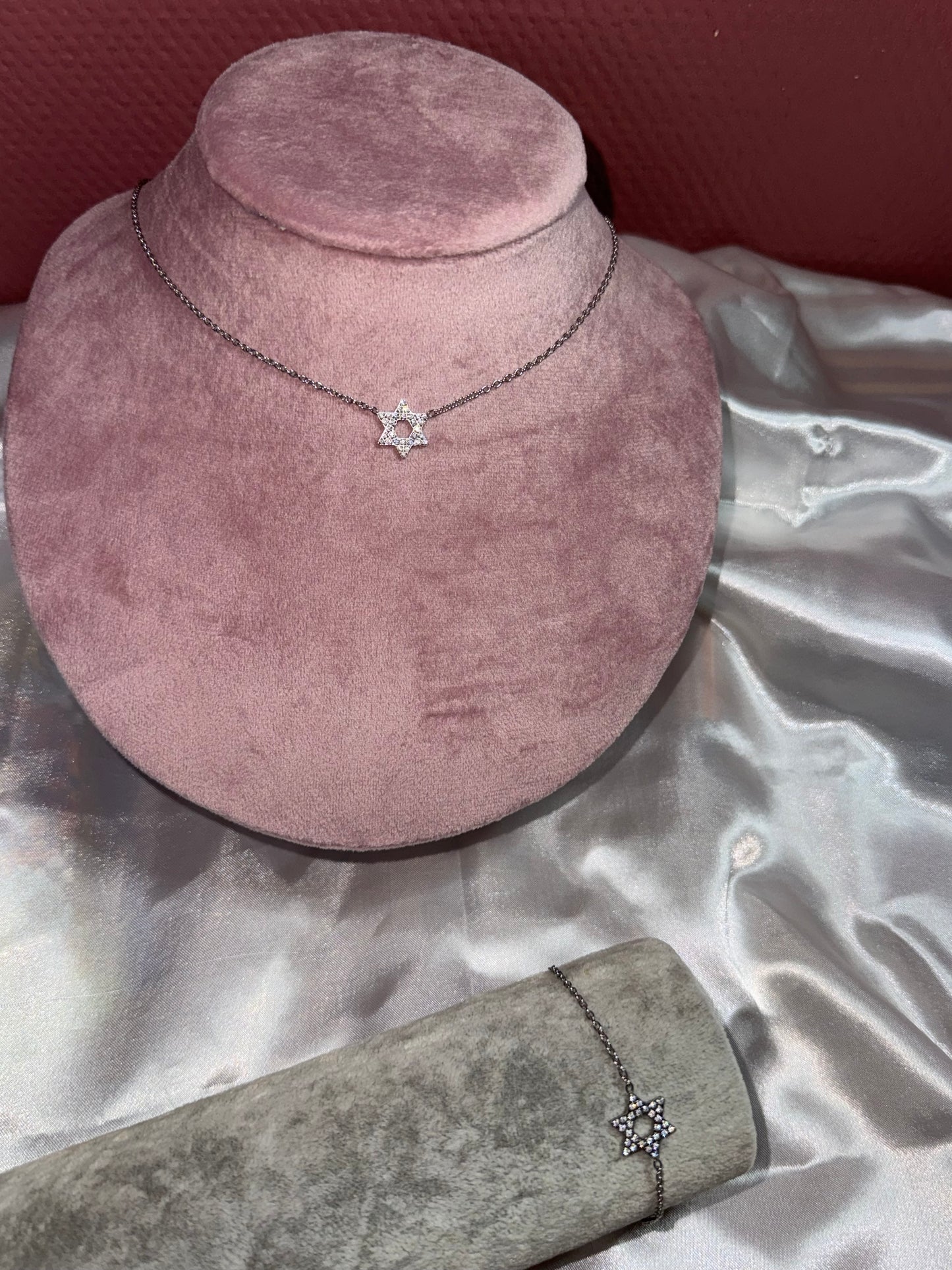Parure collier/Bracelet Magen David strass