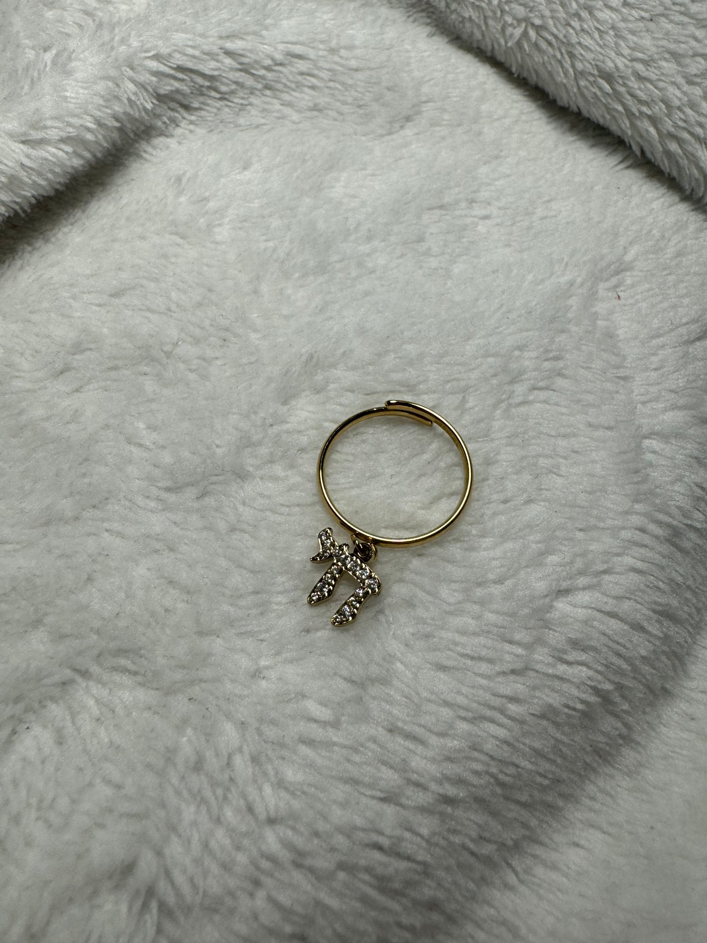 Chai ring with rhinestones