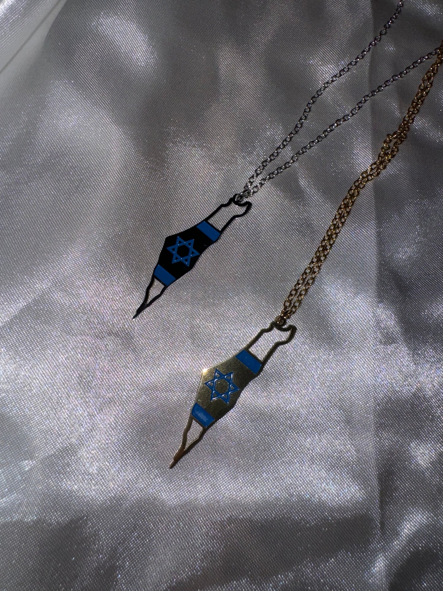 Collier carte Israël drapeau