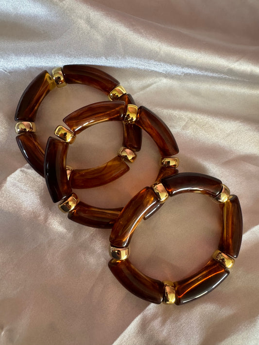 Lot de trois bracelet marron