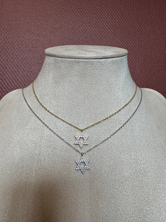 Collier Magen David Strass