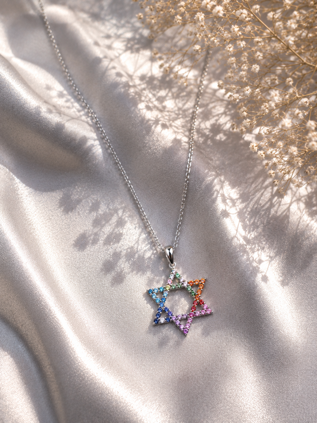 Collier multicolore étoile de David