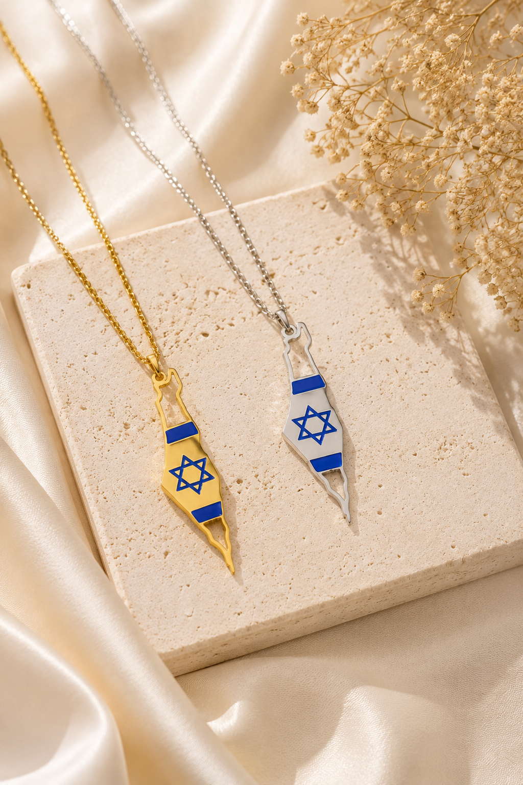 Collier carte Israël drapeau