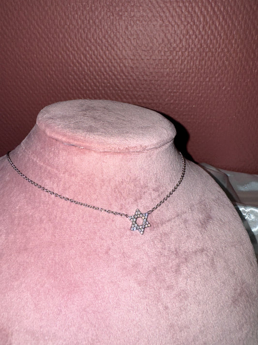 Collier Magen David strass