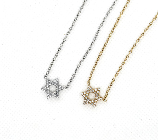 Collier Magen David strass